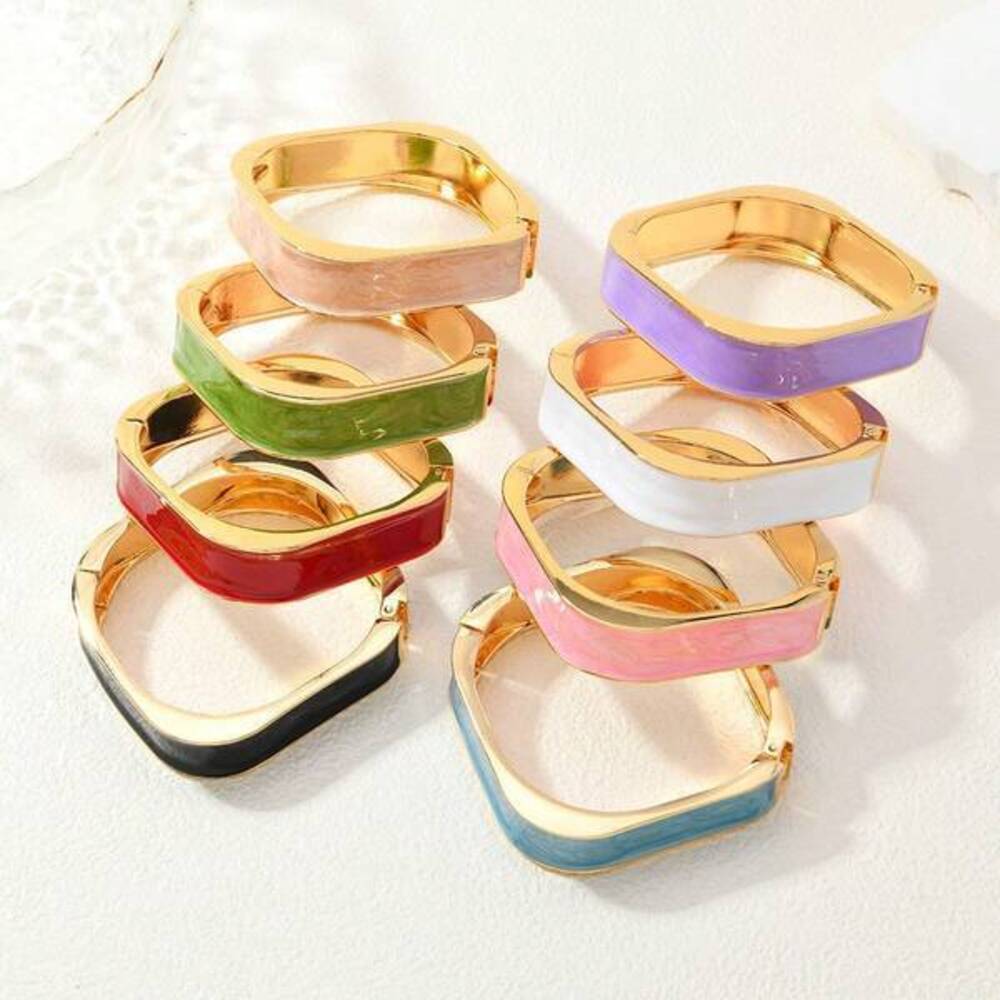 Geometric Womens Bracelet - , Niche, Colorful Resin-Filled Square Series
